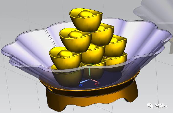 一盆金元宝3D模型图纸 UG设计 STEP IGS等格式数模图档