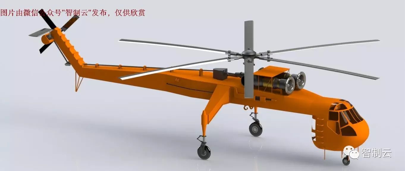 【飞行模型】Sikorsky S64 Crane外挂式运输直升机3D图纸 solidworks