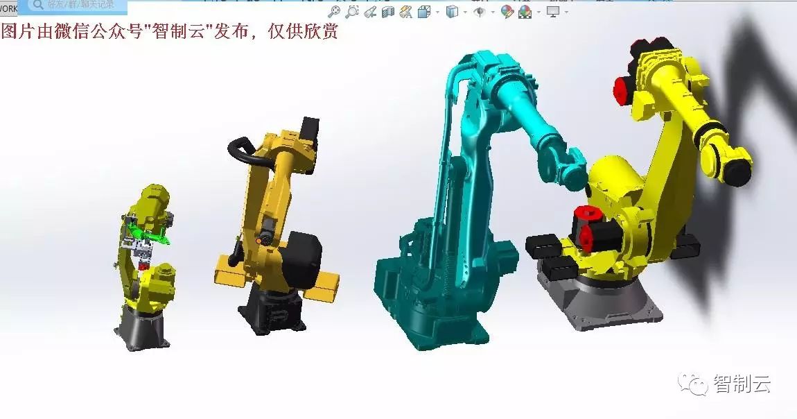 【机器人】安川、ABB等4款六轴机械手外形图纸 solidworks设计