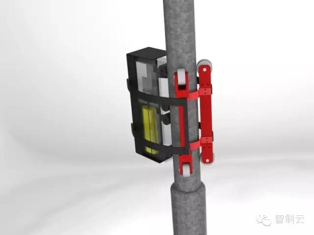 【机器人】灯柱管爬机器人三维建模图纸SOLIDWORKS设计 附IGS格式