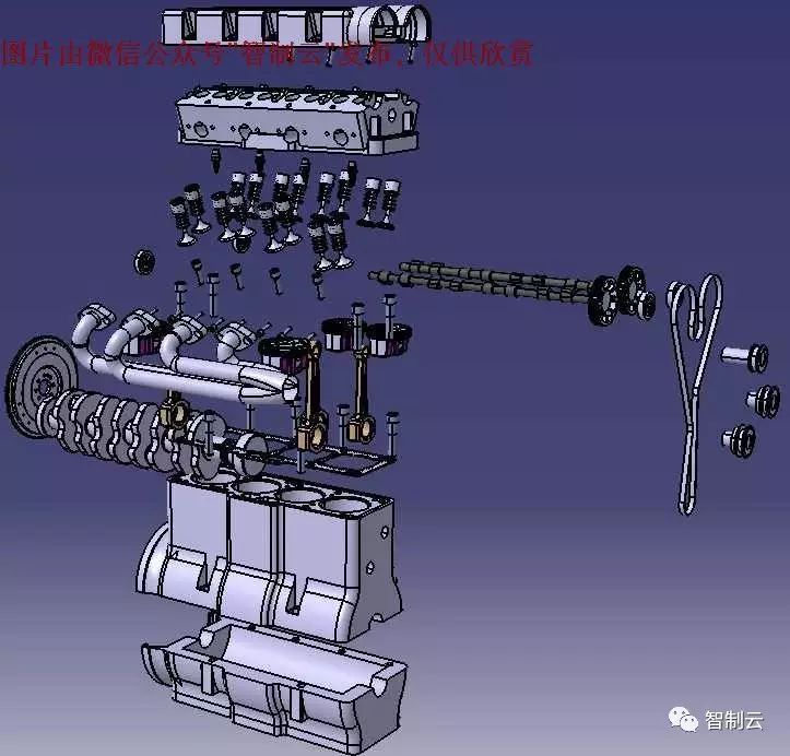 【发动机电机】四缸16气门发动机爆炸3D图纸 CATIA V5 R21设计