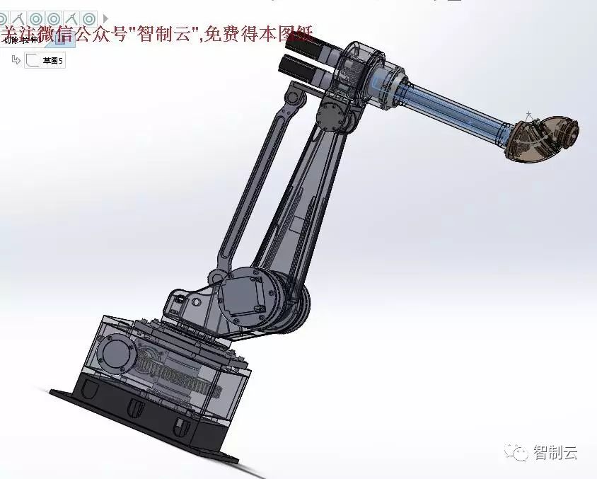 【机器人】中空偏交型6自由度机器人3D模型 SolidWorks设计 附dwg格式工程图