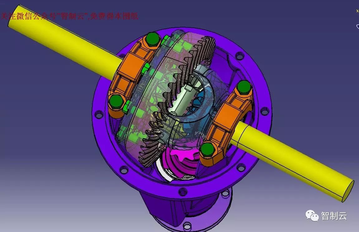【差减变速器】对称式锥齿轮差速器3D模型 Catia设计