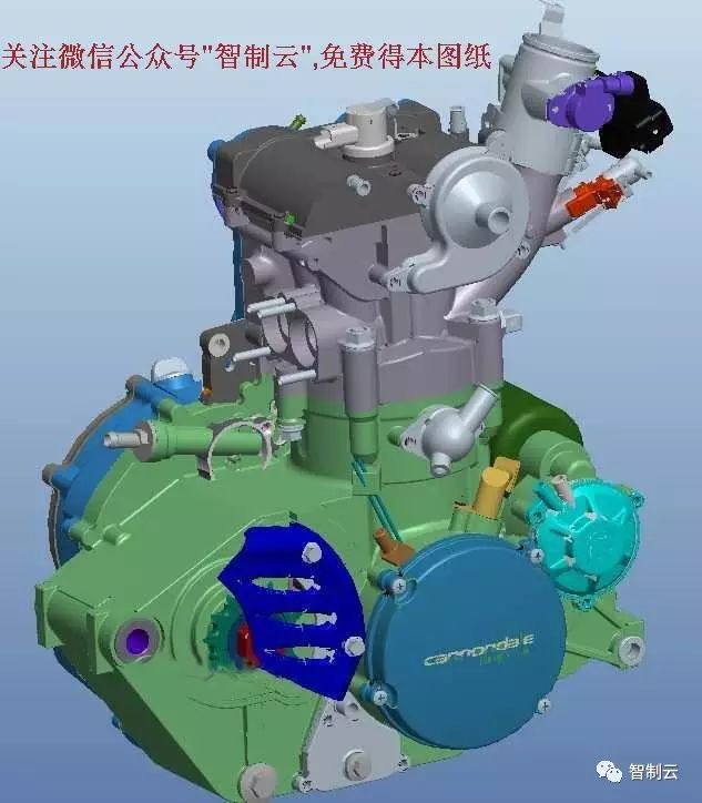 【发动机电机】四冲程发动机432cc模型3D图纸 PROE引擎设计