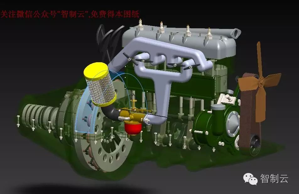 【发动机电机】福特T型车发动机+变速箱传动机构3D模型图纸 SolidWorks设计