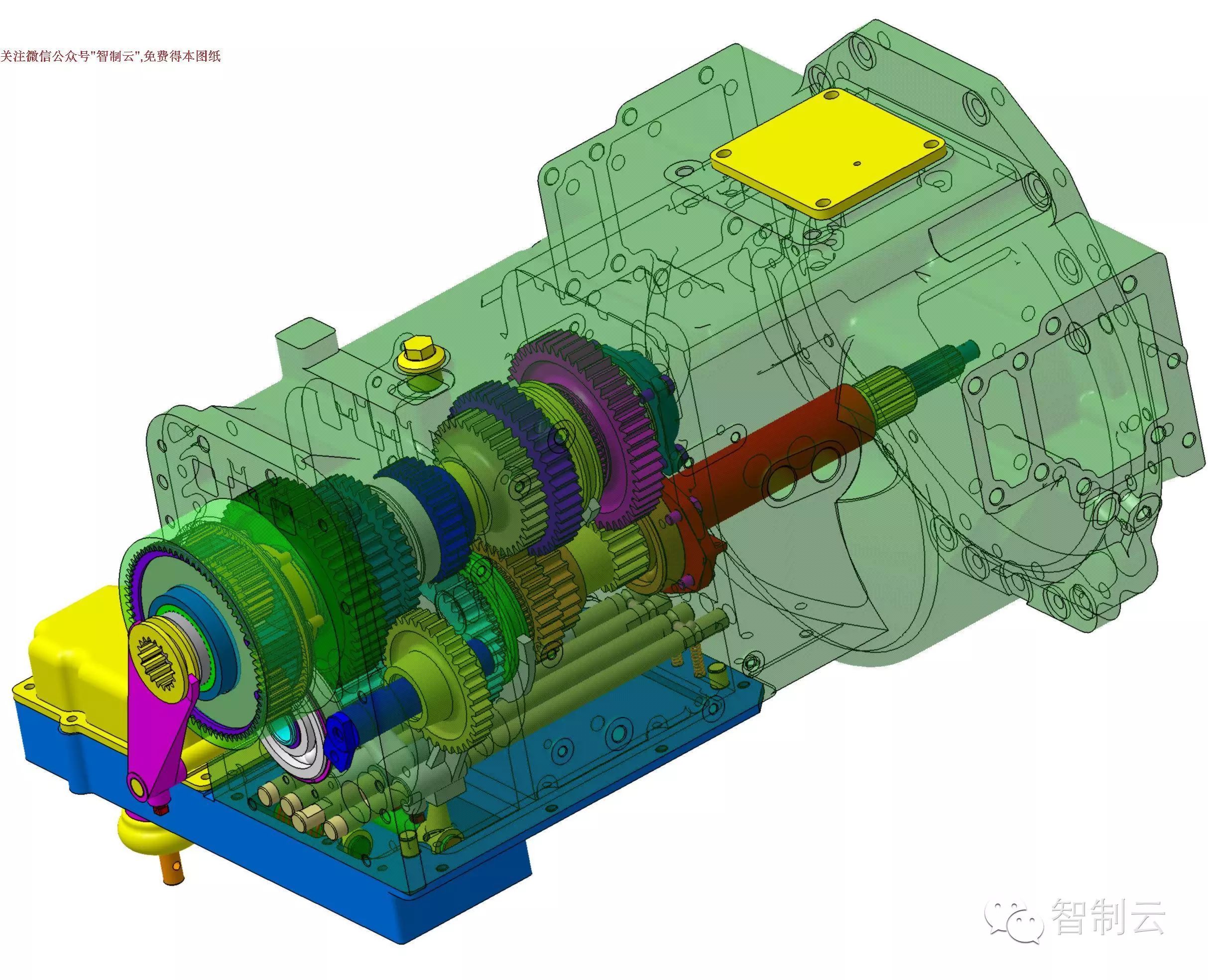 【差减变速器】M1004大型农用拖拉机变速箱(福田雷沃)3D模型图纸 UG(NX)设计