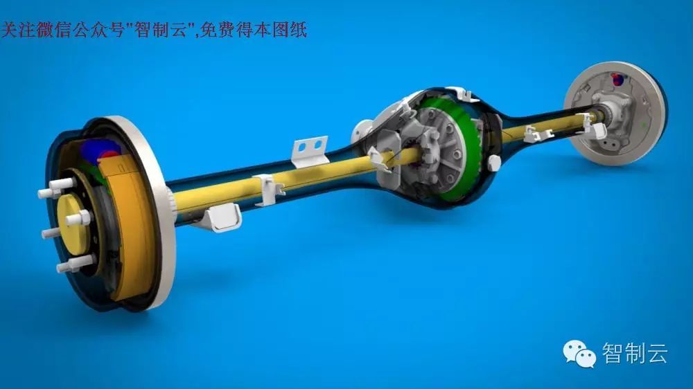 【汽车轿车】完整的汽车后桥总成3D模型图纸 SolidWorks设计