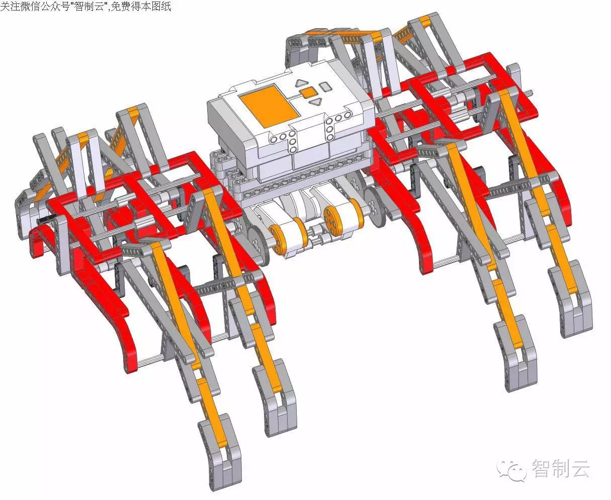 【机器人】NXT蜘蛛爬行机器人三维建模图纸 X_T STEP格式
