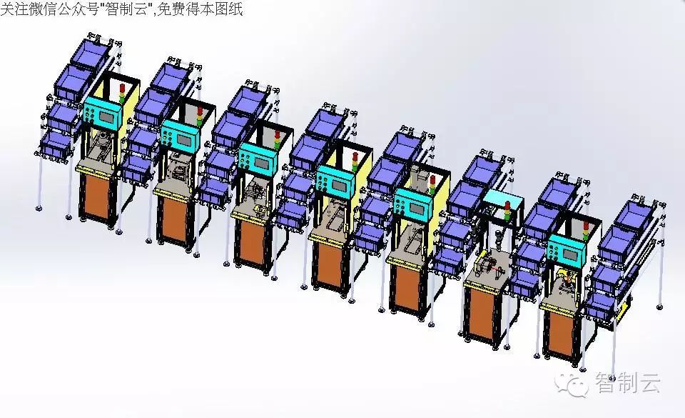 【工程机械】7工位开关总装线三维数模图纸 solidworks设计 附STEP格式