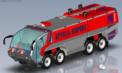 【其他车型】8x8机场救援消防车三维建模图纸 stp格式