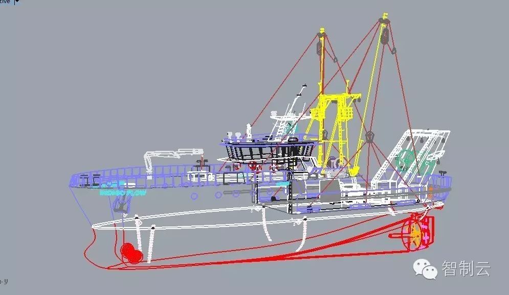 【海洋船舶】桁拖渔船线条三维建模图纸 RHINO设计 3dm格式