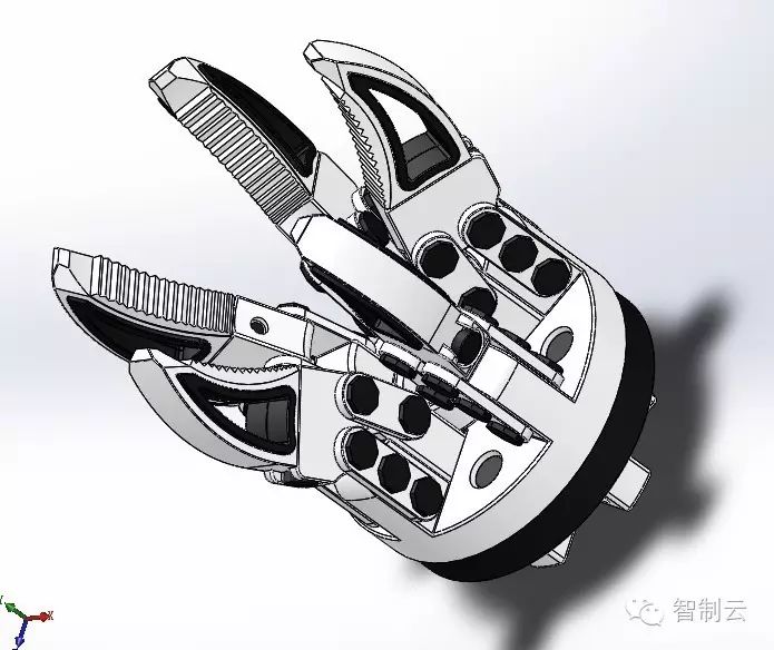 【机器人】5指机器爪三维建模图纸 solidworks设计