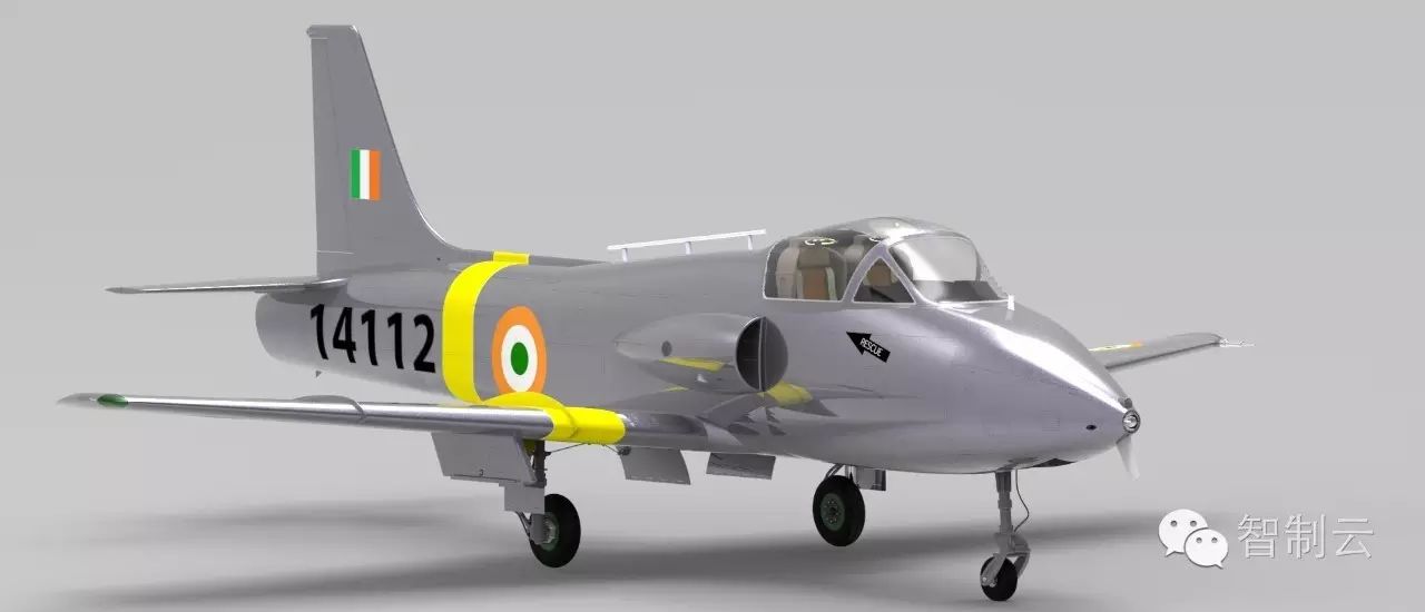 【飞行模型】印度HJT-16 Mk2 Kiran教练机三维建模图纸 IGS格式