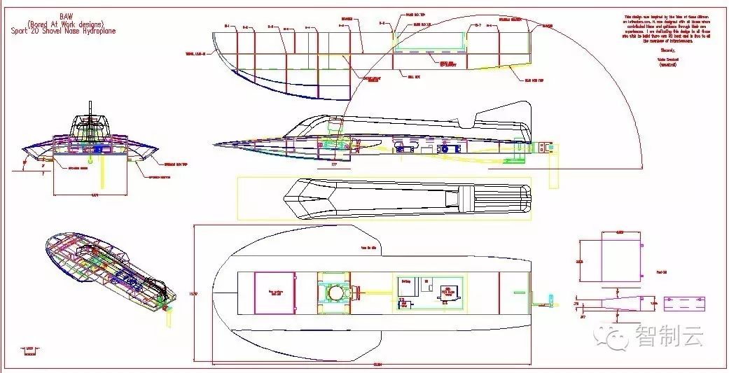 【海洋船舶】竞速艇CAD图纸 dwg格式