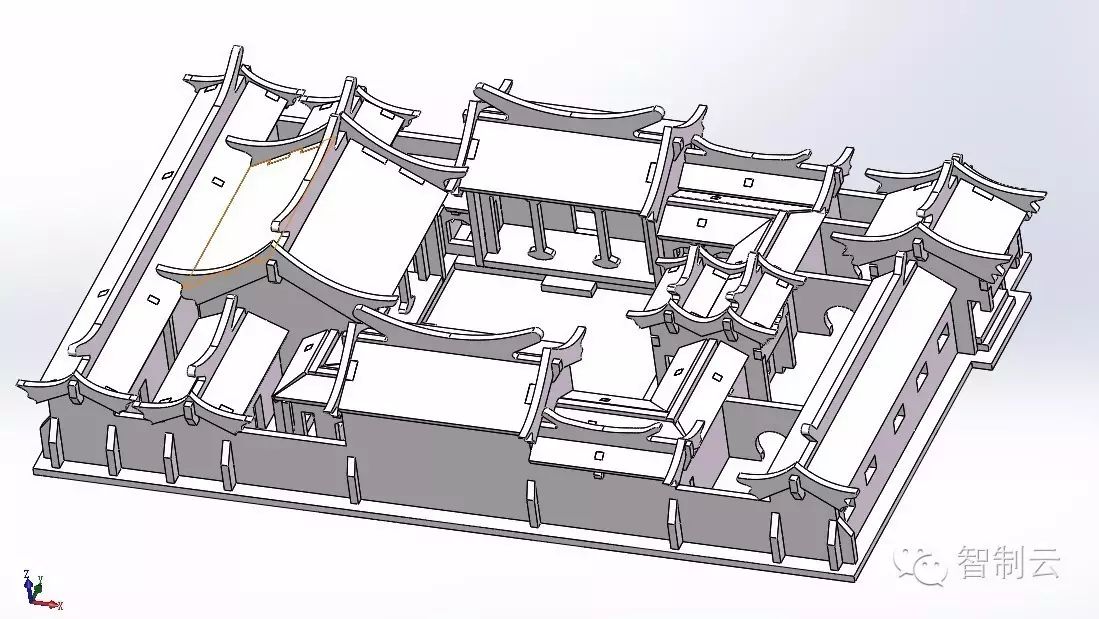 【生活艺术】四合院激光切割模型设计图纸 solidworks格式