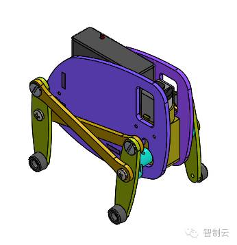 【机器人】单电机四足小机器人三维建模图纸 solidworks设计