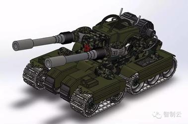 【武器模型】红色警戒天启坦克三维建模图纸 solidworks设计