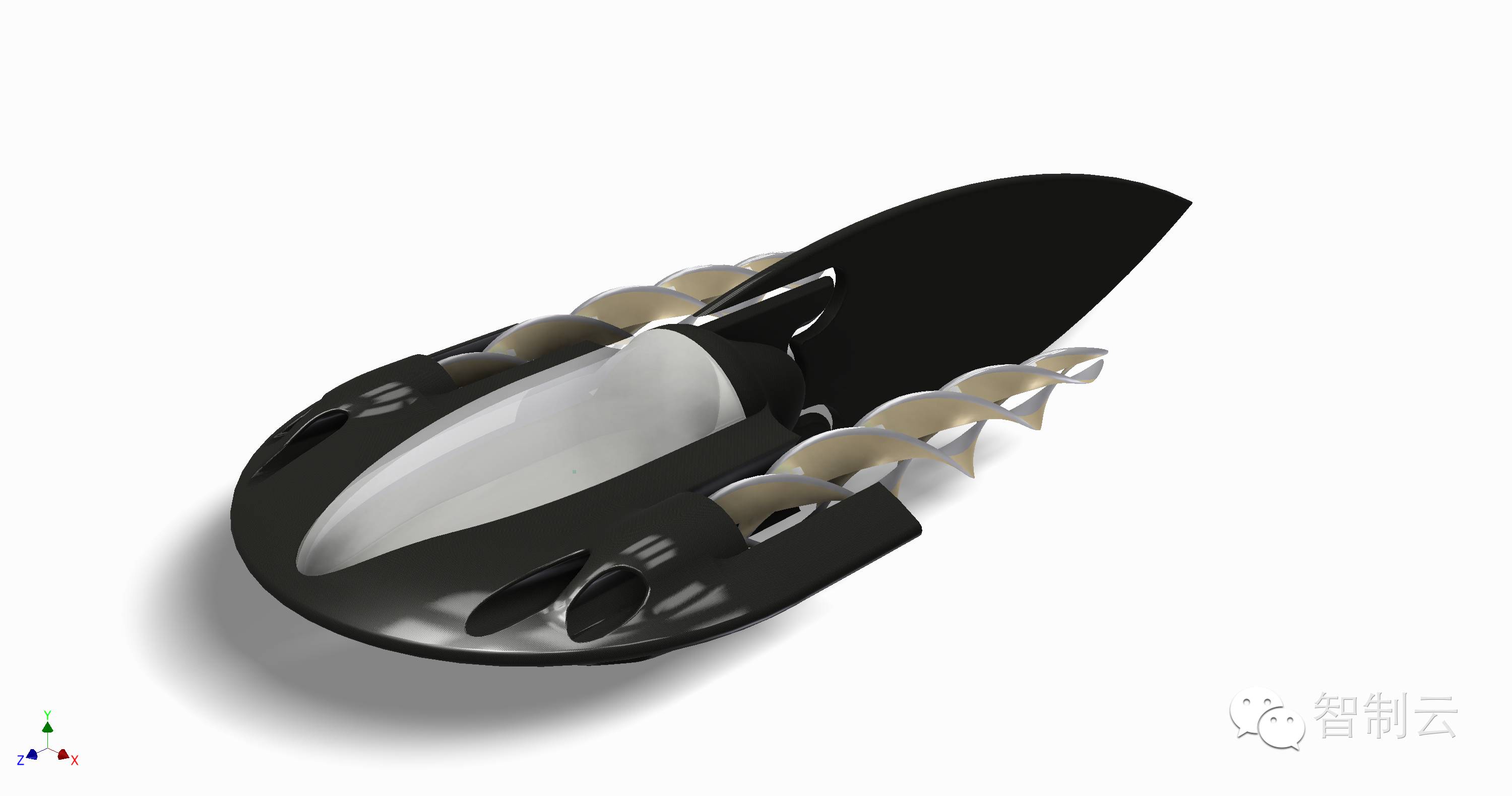 【海洋船舶】超酷概念潜艇造型设计三维图 Inventor设计