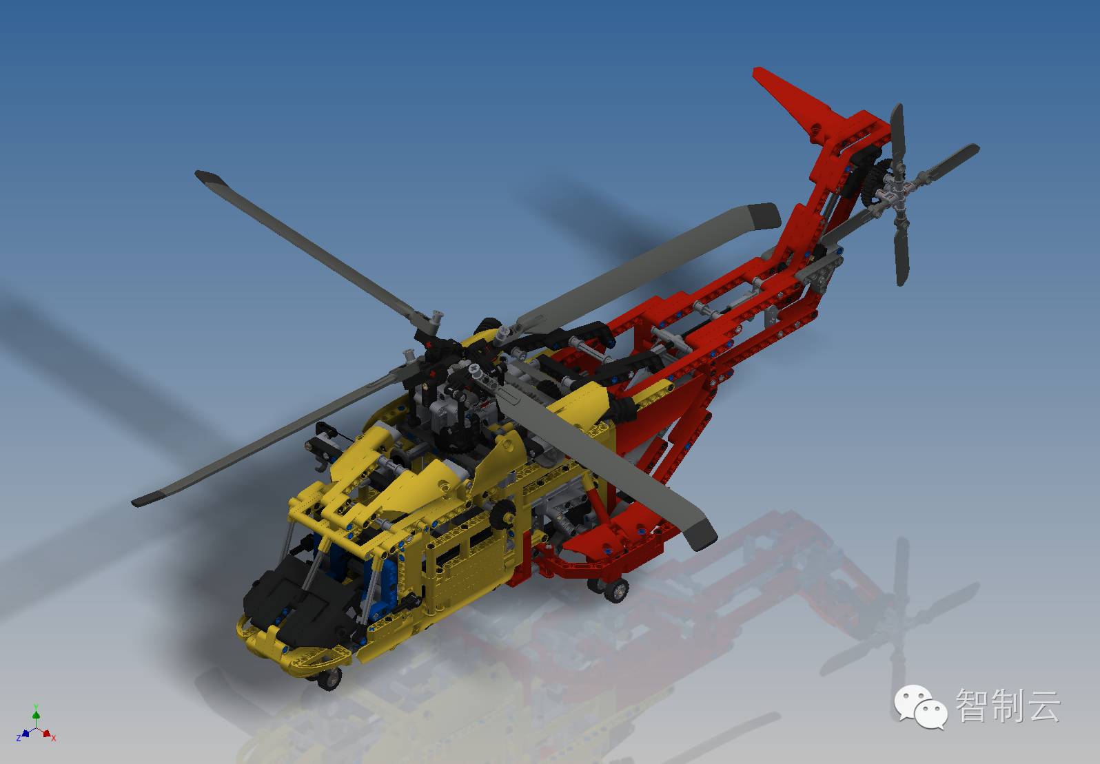 【飞行模型】乐高Lego technic 9396直升机三维建模图纸 inventor设计 