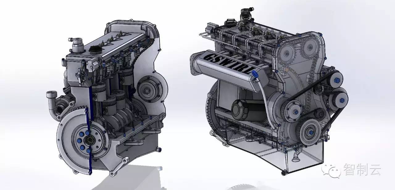 【发动机电机】GSwirl CR 200涡轮增压柴油发动机3D图纸 solidworks