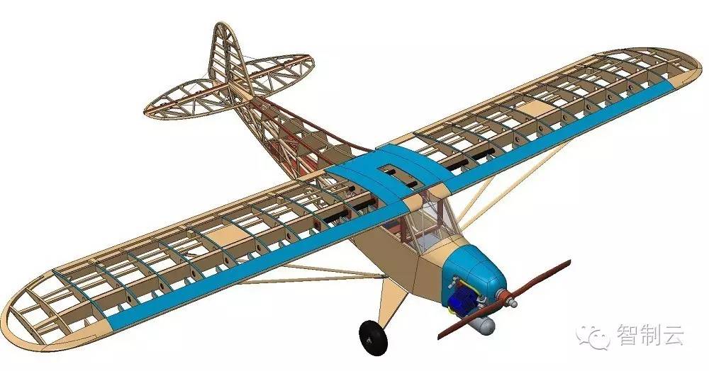【飞行模型】70英寸翼展老式飞机三维建模图纸 stp格式