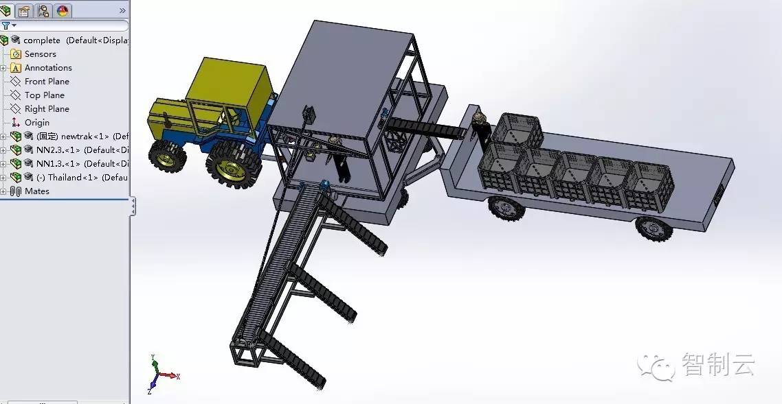 【农业机械】西瓜甜瓜收获机设计图纸 SolidWorks建模 附STL格式 农业机械设计