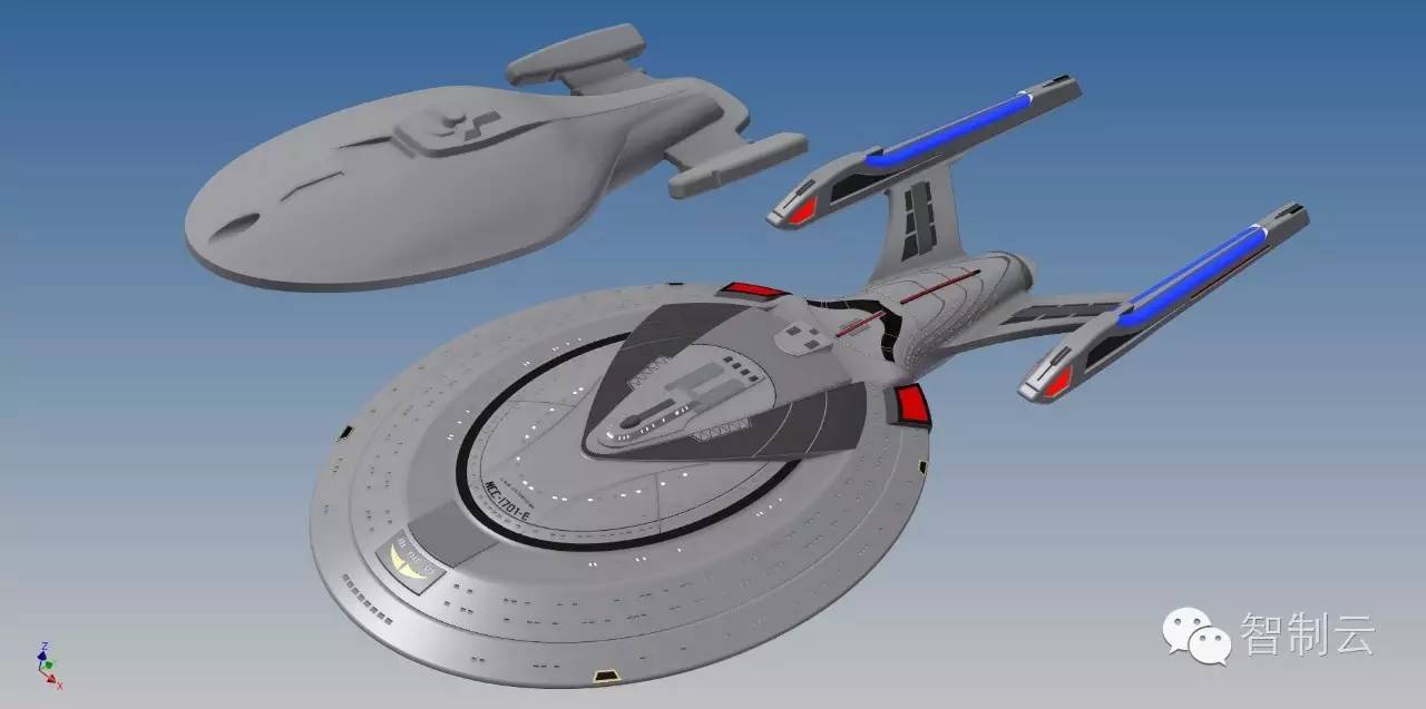 【飞行模型】NCC-1701宇宙飞船模型三维建模图纸 inventor设计 附IGS格式