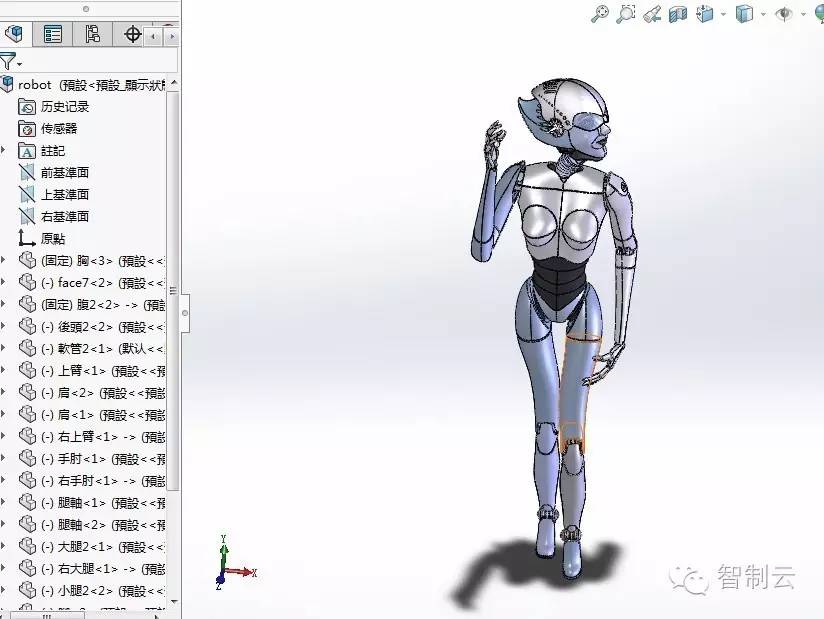 【机器人】女式人形机器人三维建模图纸 solidworks设计