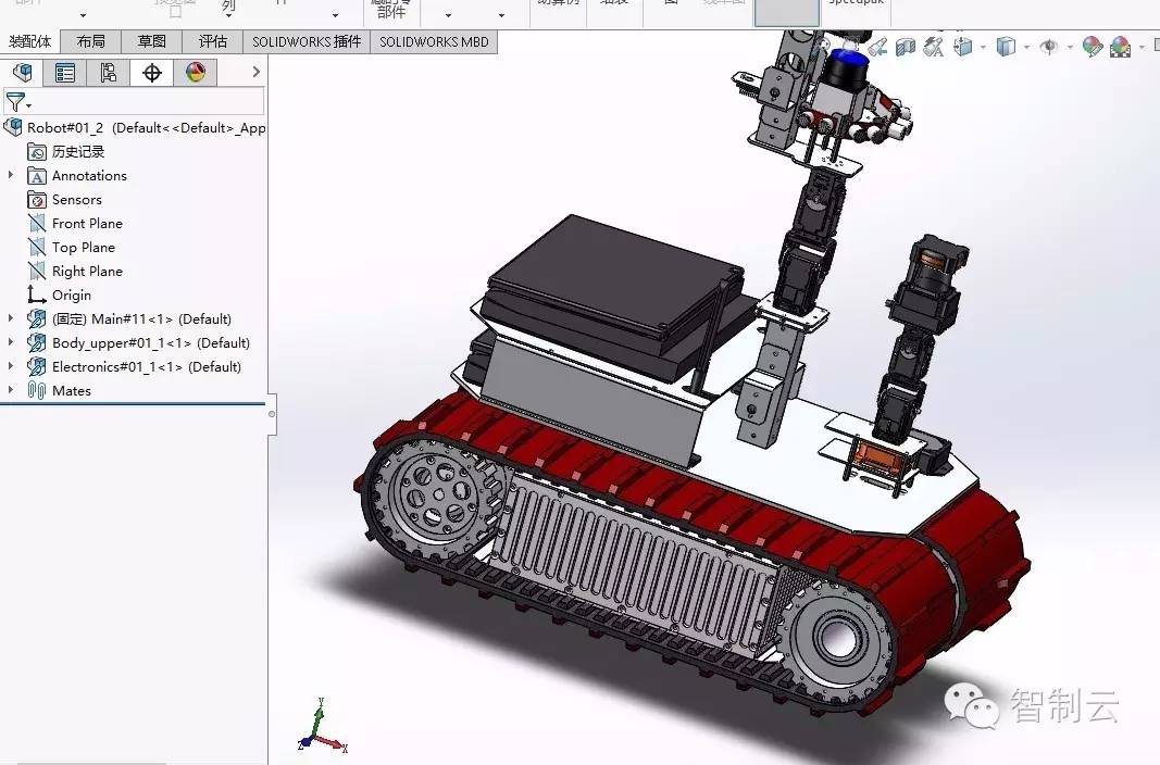 【机器人】宽履带救援机器人车3D图纸 SOLIDWORKS设计