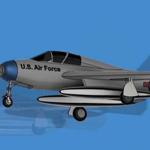【飞行模型】Republic F-84F后掠翼涡轮喷气式战斗轰炸机简易模型3D图纸 STEP格式