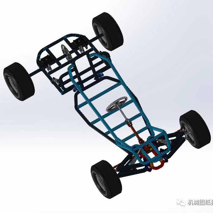 【卡丁赛车】gokartsldprt卡丁车结构底盘3D图纸 Solidworks设计