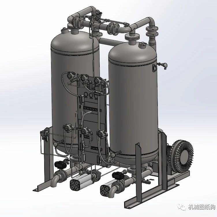 【工程机械】200USG干燥器系统3D数模图纸 Solidworks设计