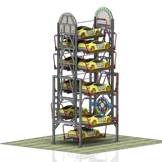 【工程机械】Rotary car parking旋转停车场结构模型3D图纸 STP格式