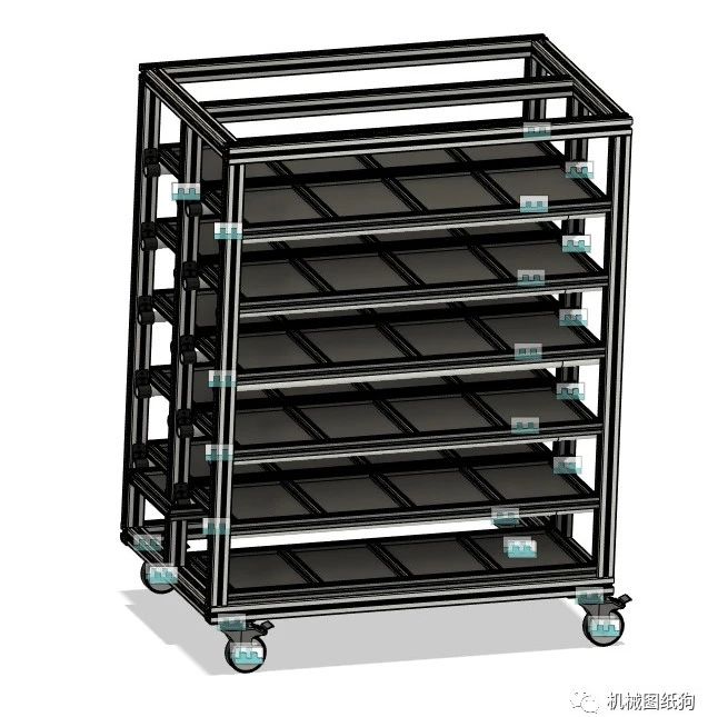【工程机械】Storage Cart铝制物料车3D数模图纸 STEP格式