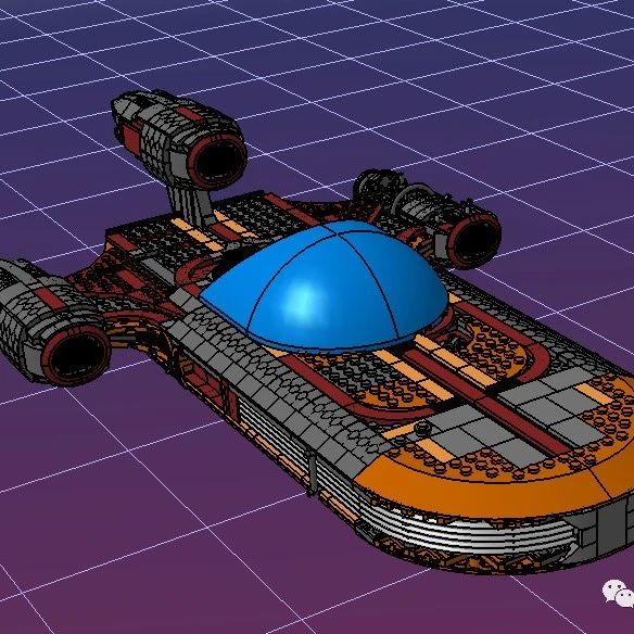 【飞行模型】陆地飞车(Landspeeder)拼装模型3D图纸 STP格式