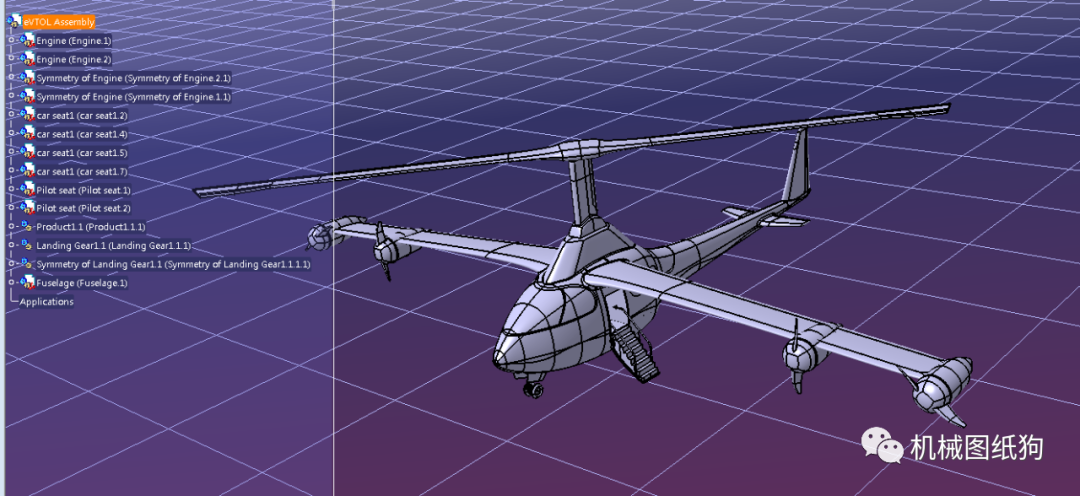 【飞行模型】evtol Aircraft飞机简易模型3d图纸 Step格式 Solidworks 仿真秀干货文章