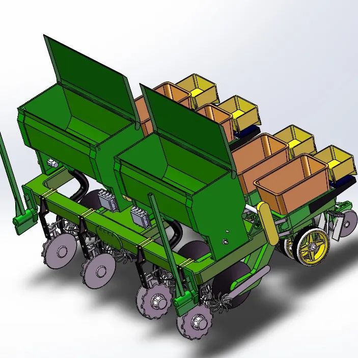 【农业机械】精准变量播种机 玉米免耕施肥播种机3D图纸 STEP IGS格式