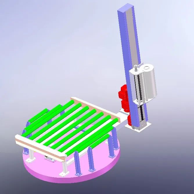 【工程机械】自动缠绕膜包装机打包机3D数模图纸 Solidworks设计 附STEP