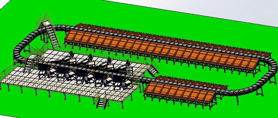 【工程机械】快递智能交叉带分拣机3D数模图纸 Solidworks设计