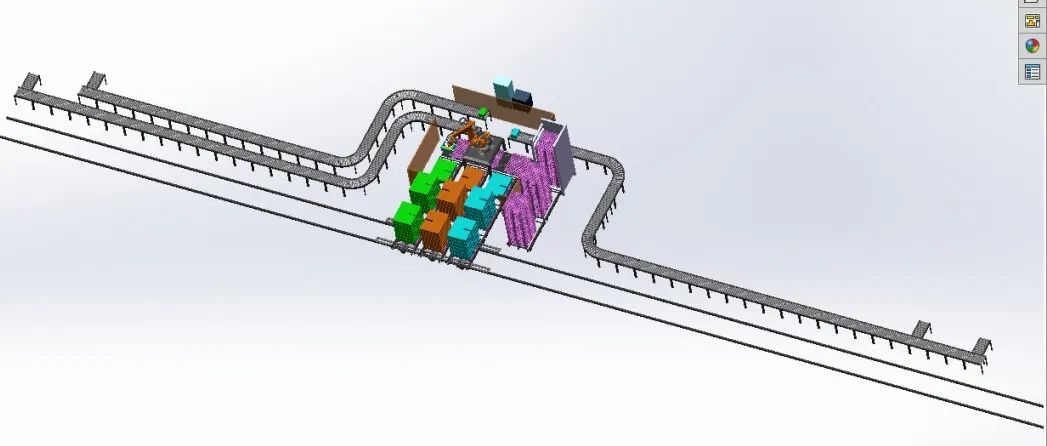 【非标数模】食品生产线机器人包装码垛方案3D模型图纸 Solidworks设计