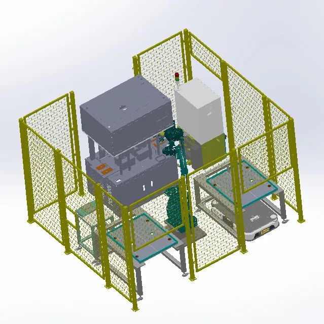 【工程机械】铝模整形机器人上下料工站3D数模图纸 Solidworks设计