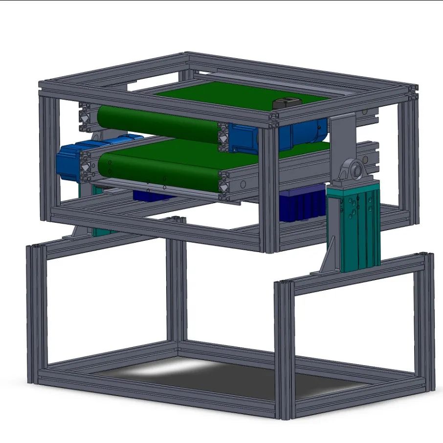 【工程机械】自制翻转夹紧皮带机3D模型图纸 STEP格式