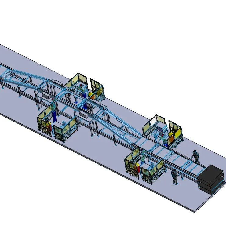 【工程机械】电动床框架机器人自动化流水线焊接3D模型图纸 Solidworks设计 附STEP