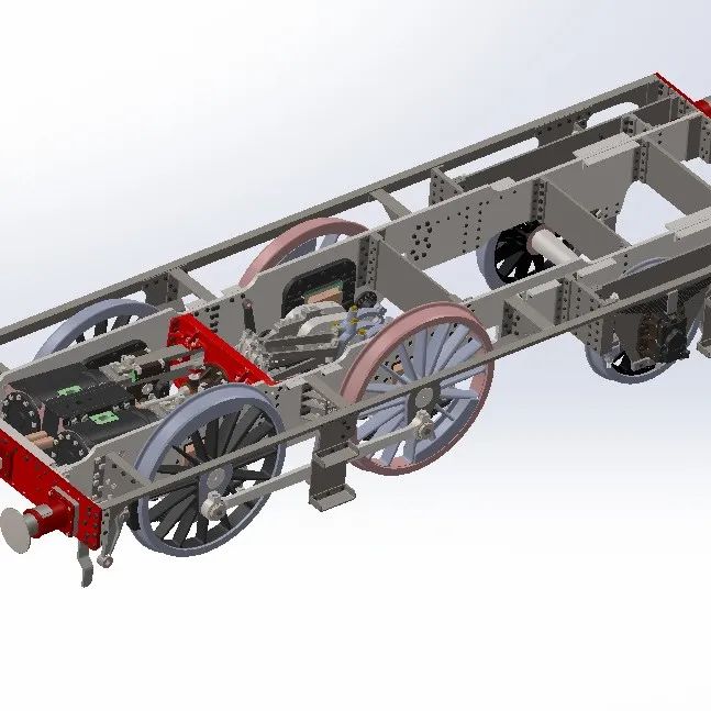 【工程机械】蒸汽车主框架（含传动装置与发动机）3D模型图纸 Solidworks设计