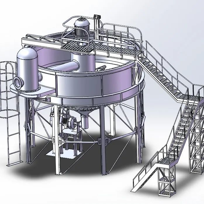 【工程机械】污泥浓缩池设计（采用循环流化床技术）3D模型图纸 Solidworks设计