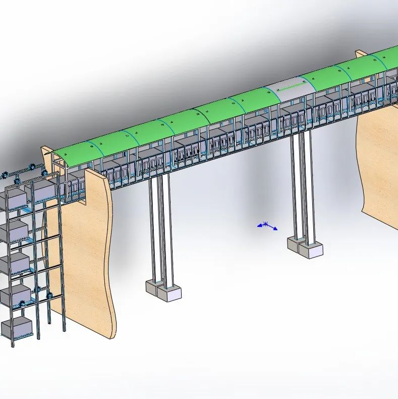 【工程机械】楼道之间物流传输线3D模型图纸 Solidworks设计