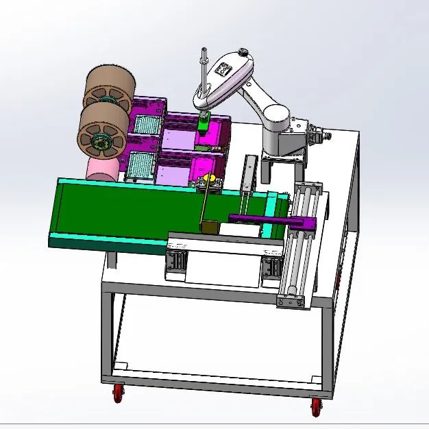 【非标数模】SCARA机器人贴标机3D数模图纸 Solidworks设计
