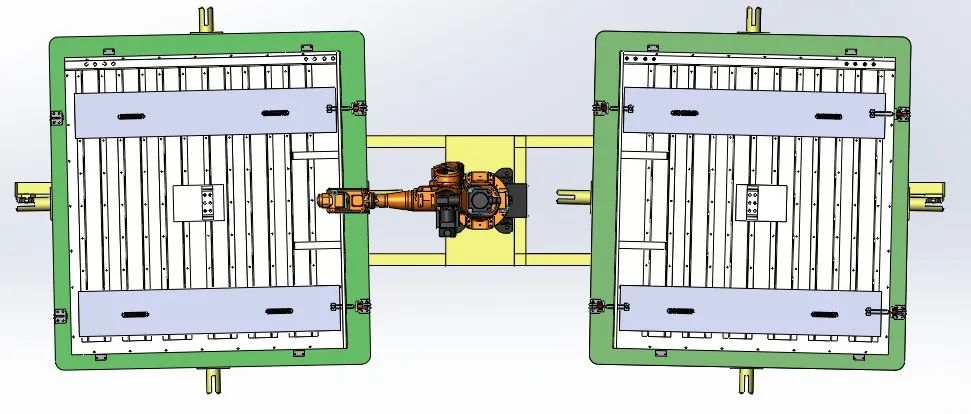 【工程机械】机器人双工位焊接平台3D数模图纸 Solidworks设计 附STEP