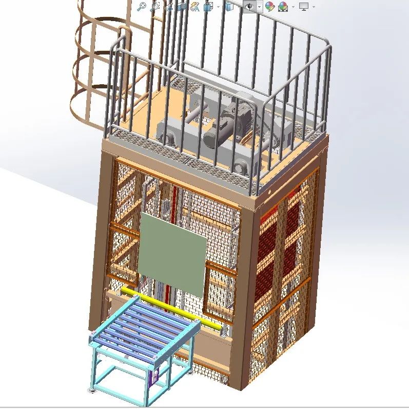 【工程机械】物流工厂往复式升降机3D数模图纸 Solidworks设计