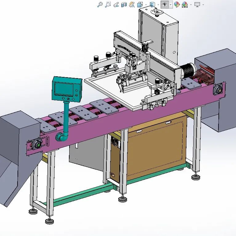 【非标数模】自动丝印链板线3D数模图纸 Solidworks设计